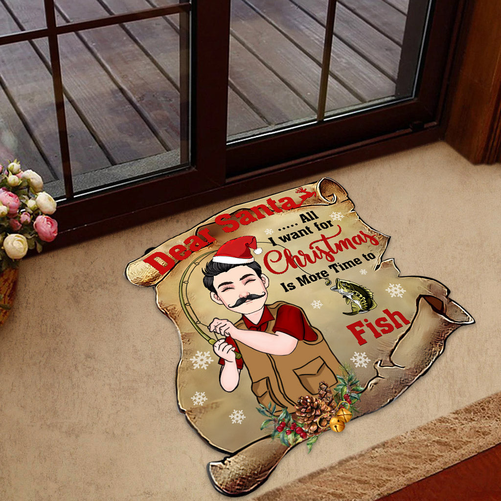 Dear Santa - Personalized Fishing Shaped Doormat