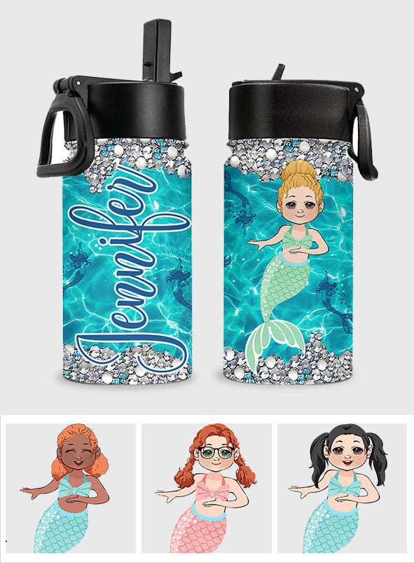Kleine Meerjungfrau – Personalisierte Familien-Wasserflasche für Kinder