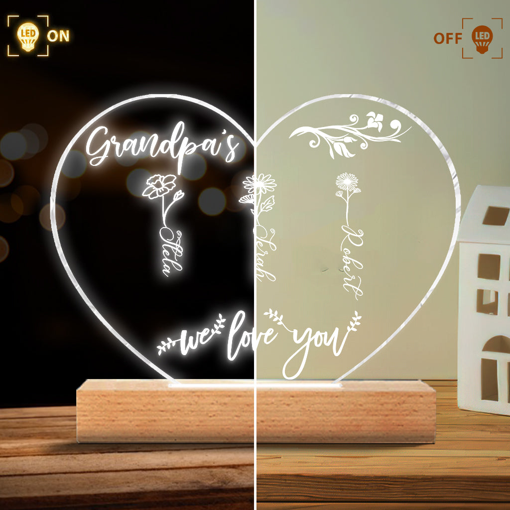 Mom’s Garden - Gift for grandma, mom, aunt, grandpa - Personalized Shaped Plaque Light Base