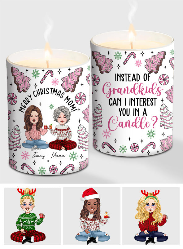 Instead Of Grandkids - Gift for mom - Personalized Candle With Wooden Lid