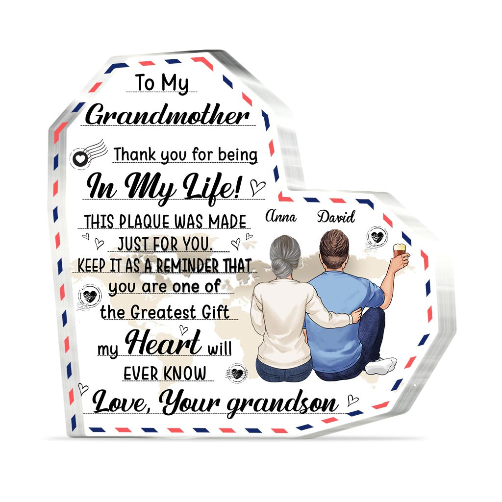 To My Grandmother - Gift for mom, grandma, aunt - Personalized Custom Shaped Acrylic Plaque