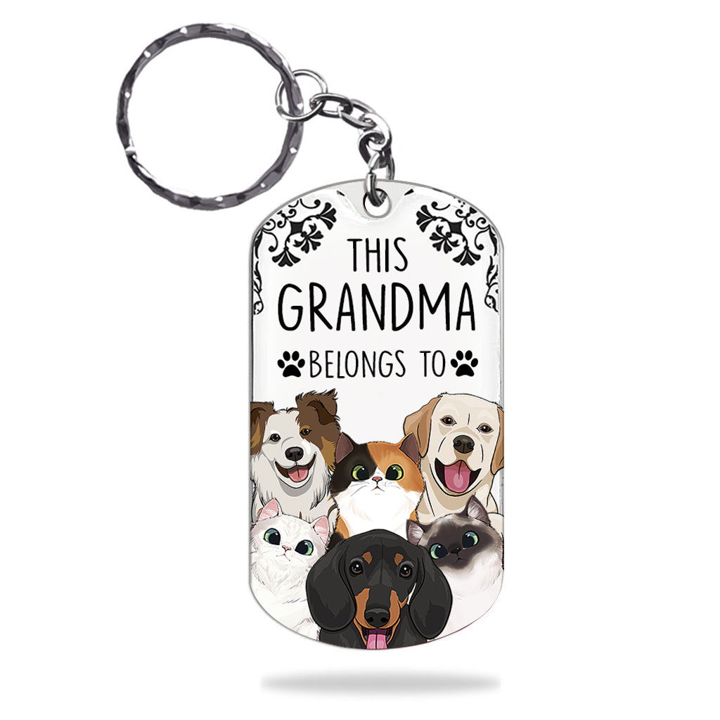 This Human Belongs To - Dog gift for cat lover - Personalized Stainless Steel Keychain
