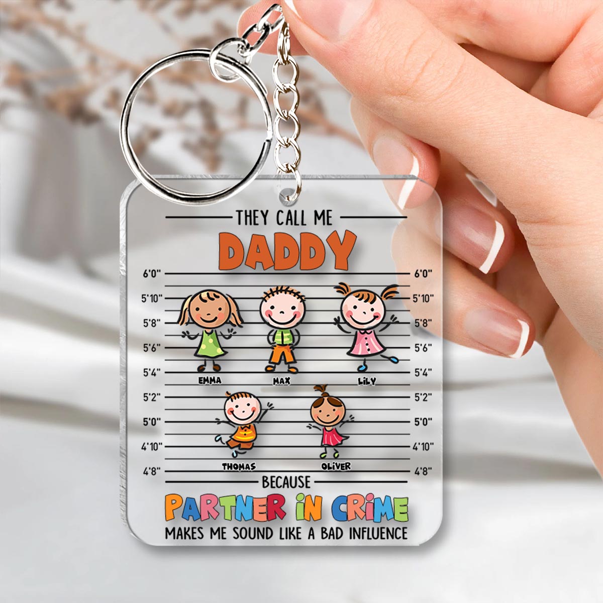 Partner In Crime - Gift for grandpa, grandma, mom, dad, uncle, aunt, brother, sister - Personalized Keychain