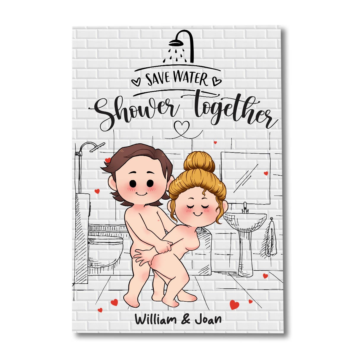 Save Water Shower Together - Personalized Couple Canvas And Poster