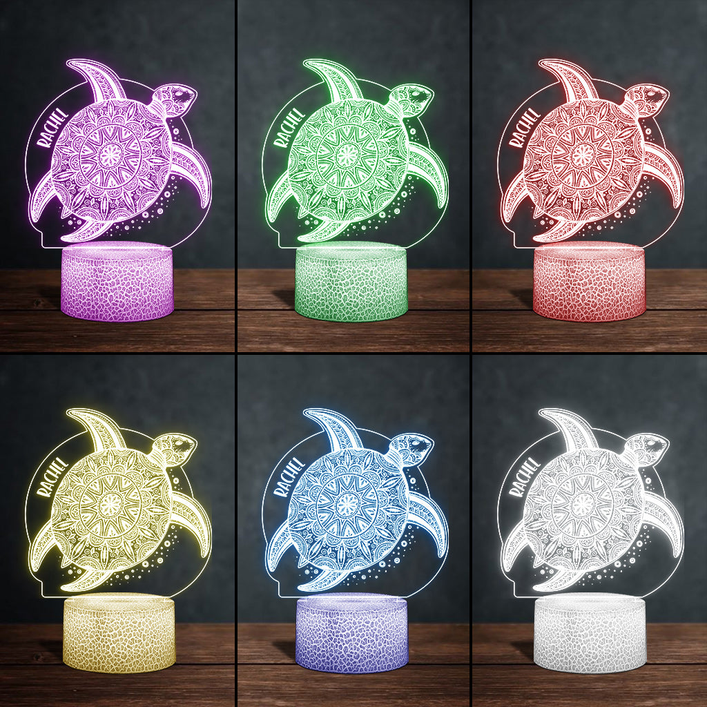 Love Turtle - Personalized Turtle Shaped Plaque Light Base