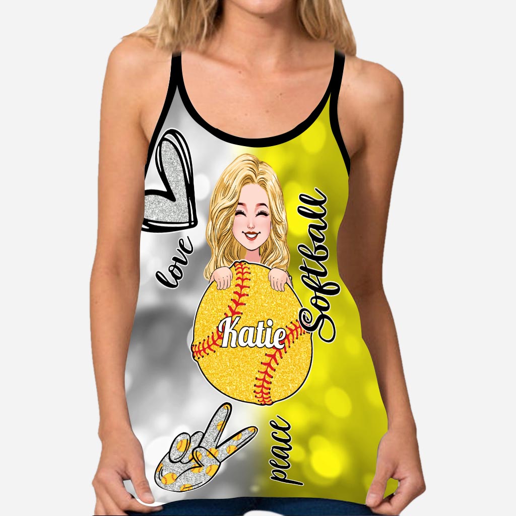 Cool Softball Mom - Personalized Softball Cross Tank Top