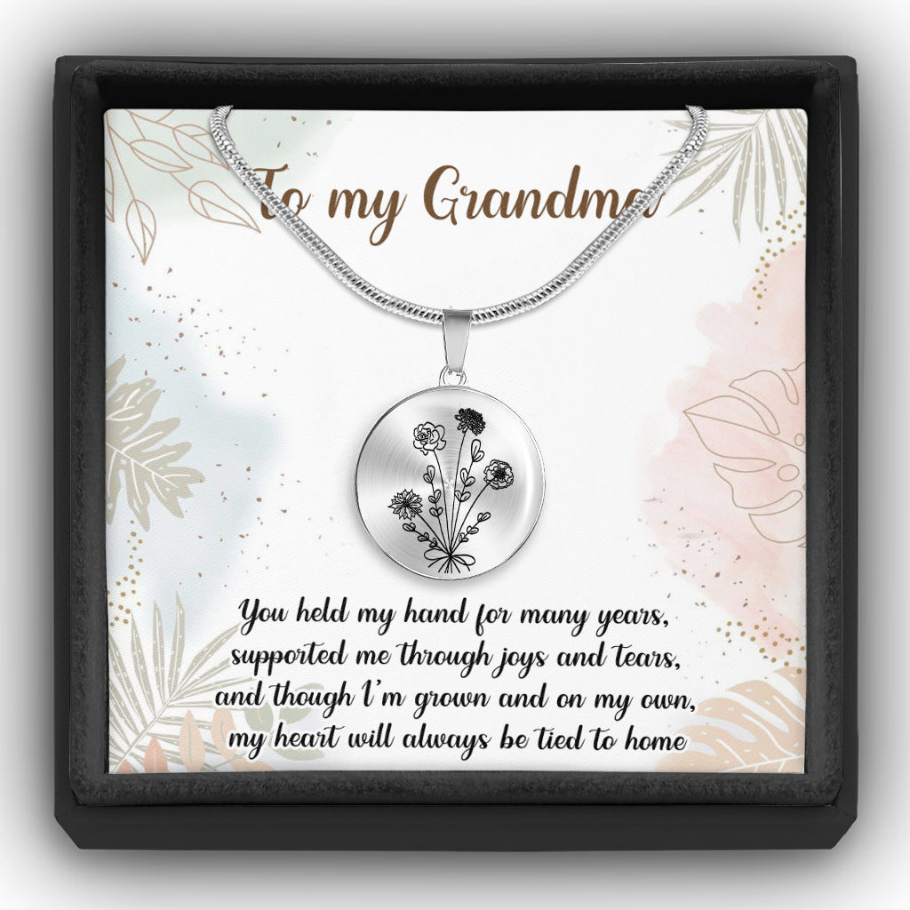Birthday Flower - Gift for mom, wife,girlfriend, grandma - Personalized Round Pendant Necklace