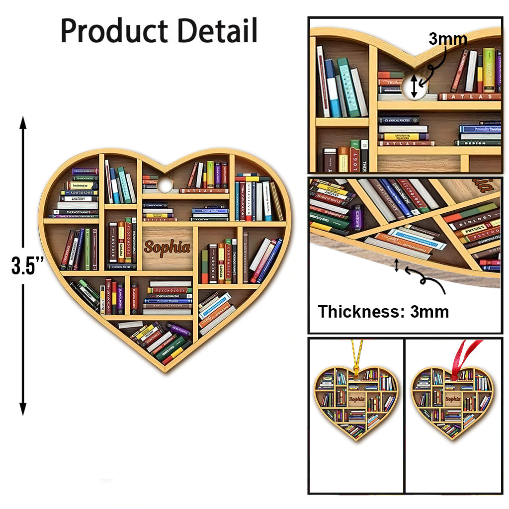 Bookshelf Heart - Personalized Book Ornament