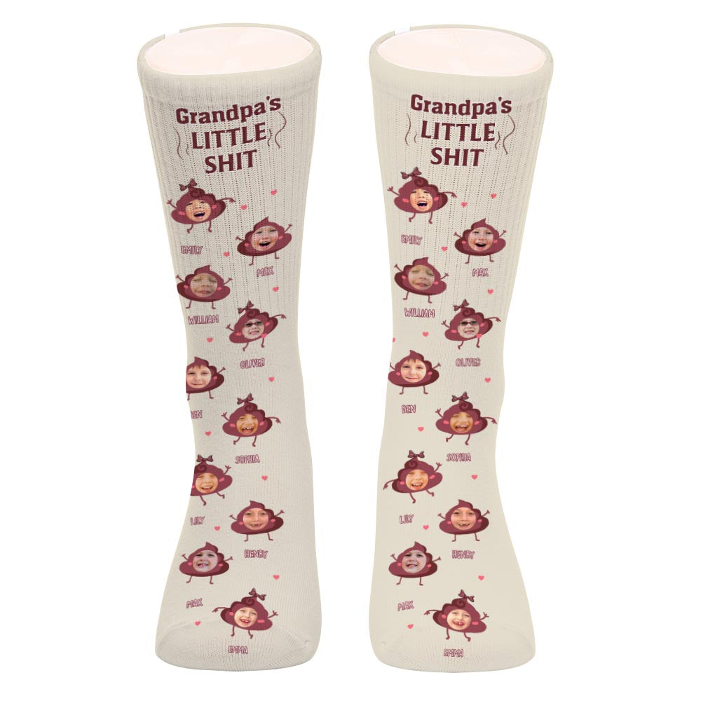 Daddy Little Shits - Gift for dad, grandma, grandpa, mom, uncle, aunt, brother, sister - Personalized Socks