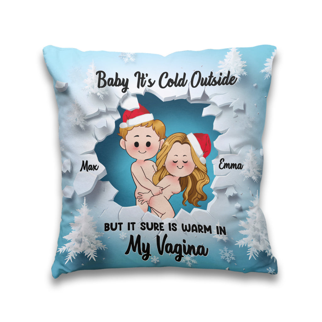 Baby It's Cold Outside - Personalized Couple Throw Pillow