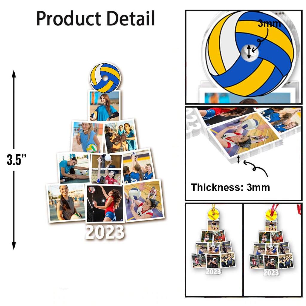 Merry Christmas - Personalized Volleyball Transparent Ornament