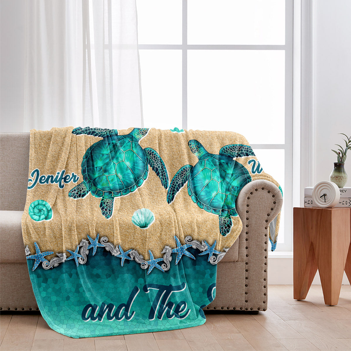 Salty Lil' Beach - Personalized Turtle Blanket