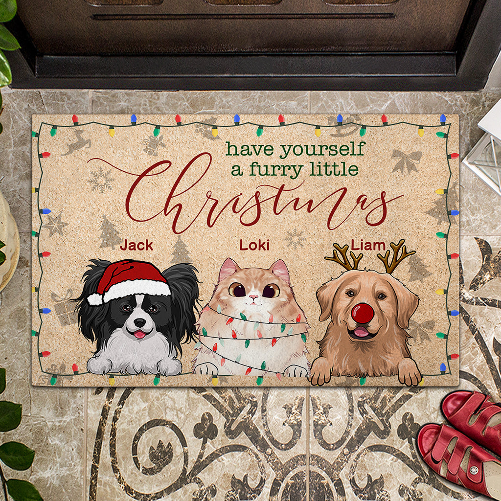 Have Yourself a Furry Little Christmas - Personalized Dog Doormat