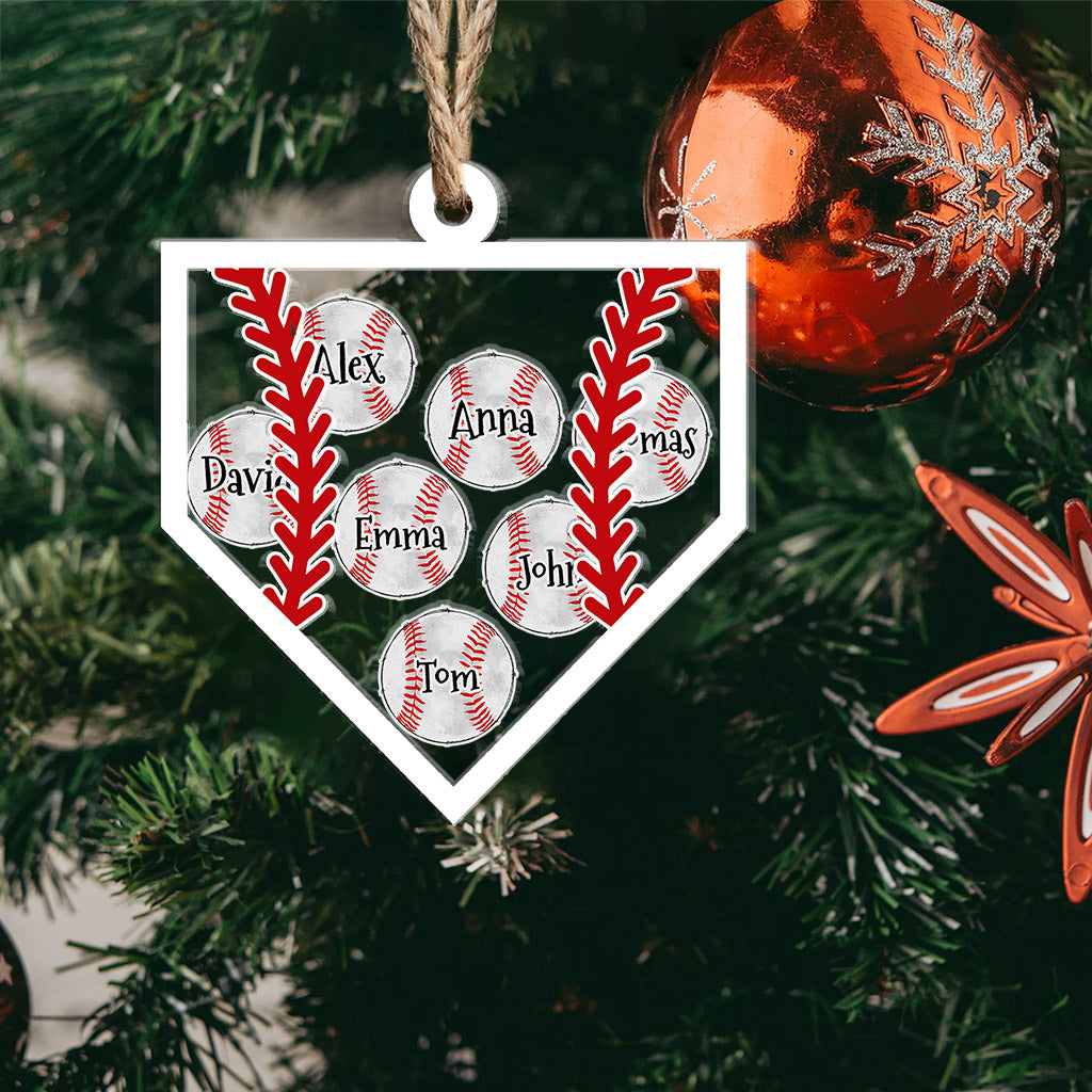 Baseball Team - Personalized Baseball 3 Layered Shaker Ornament