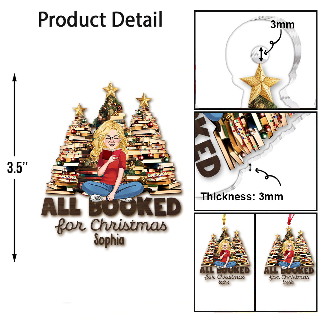 All Booked For Christmas - Personalized Book Transparent Ornament