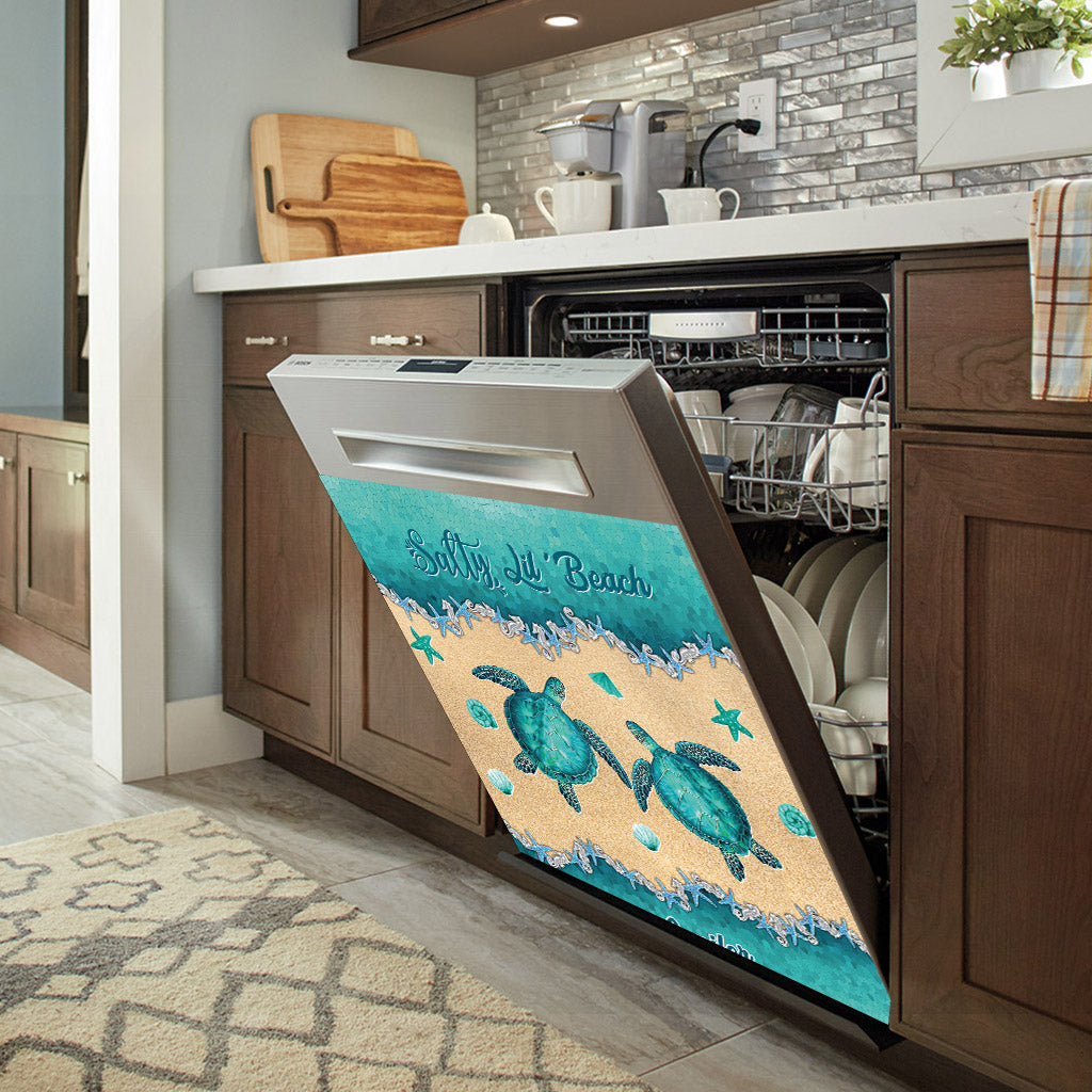 Salty Lil' Beach - Personalized Turtle Dishwasher Cover
