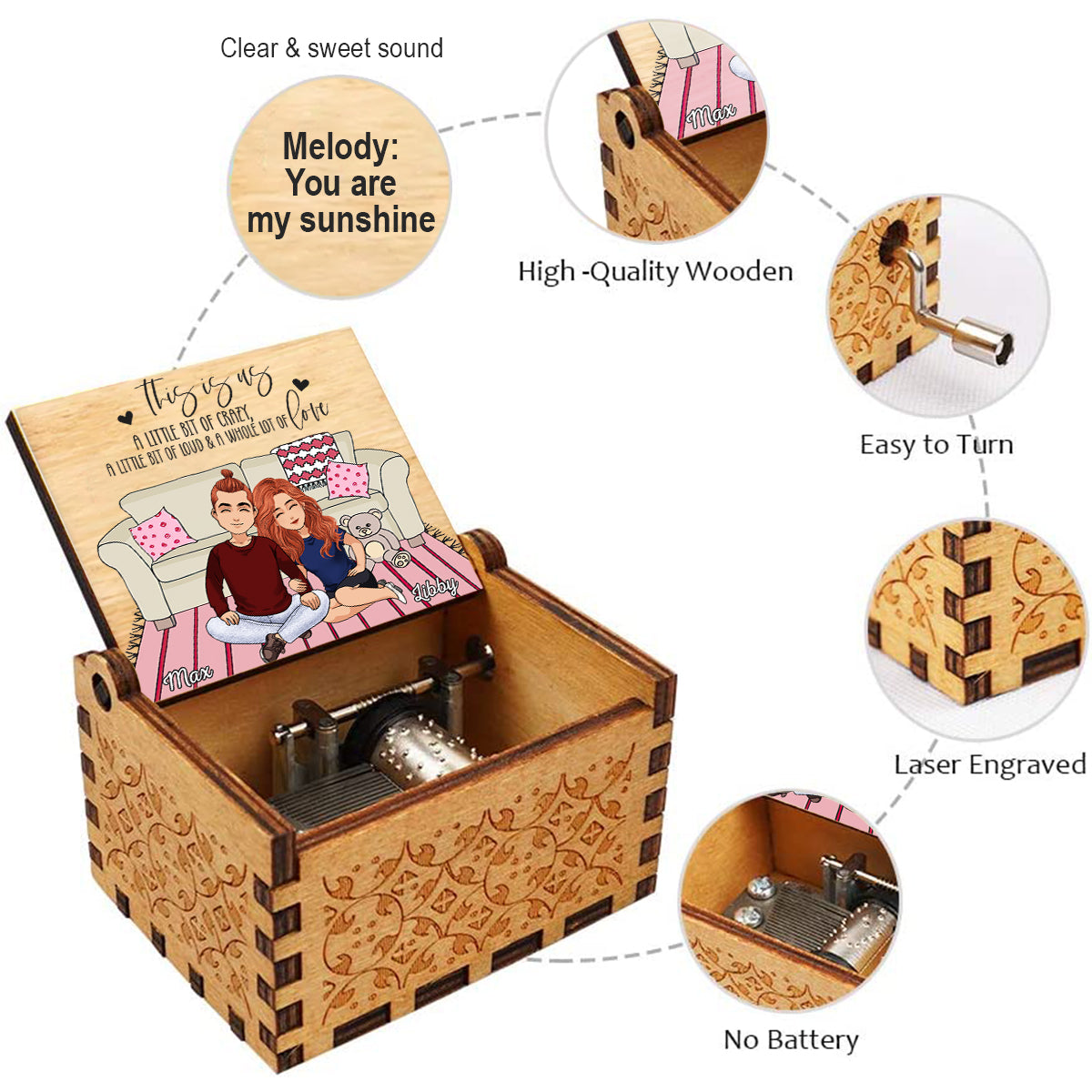 And So Together They Built A Life They Loved - Couple gift for husband, wife, boyfriend, girlfriend - Personalized Hand Crank Music Box