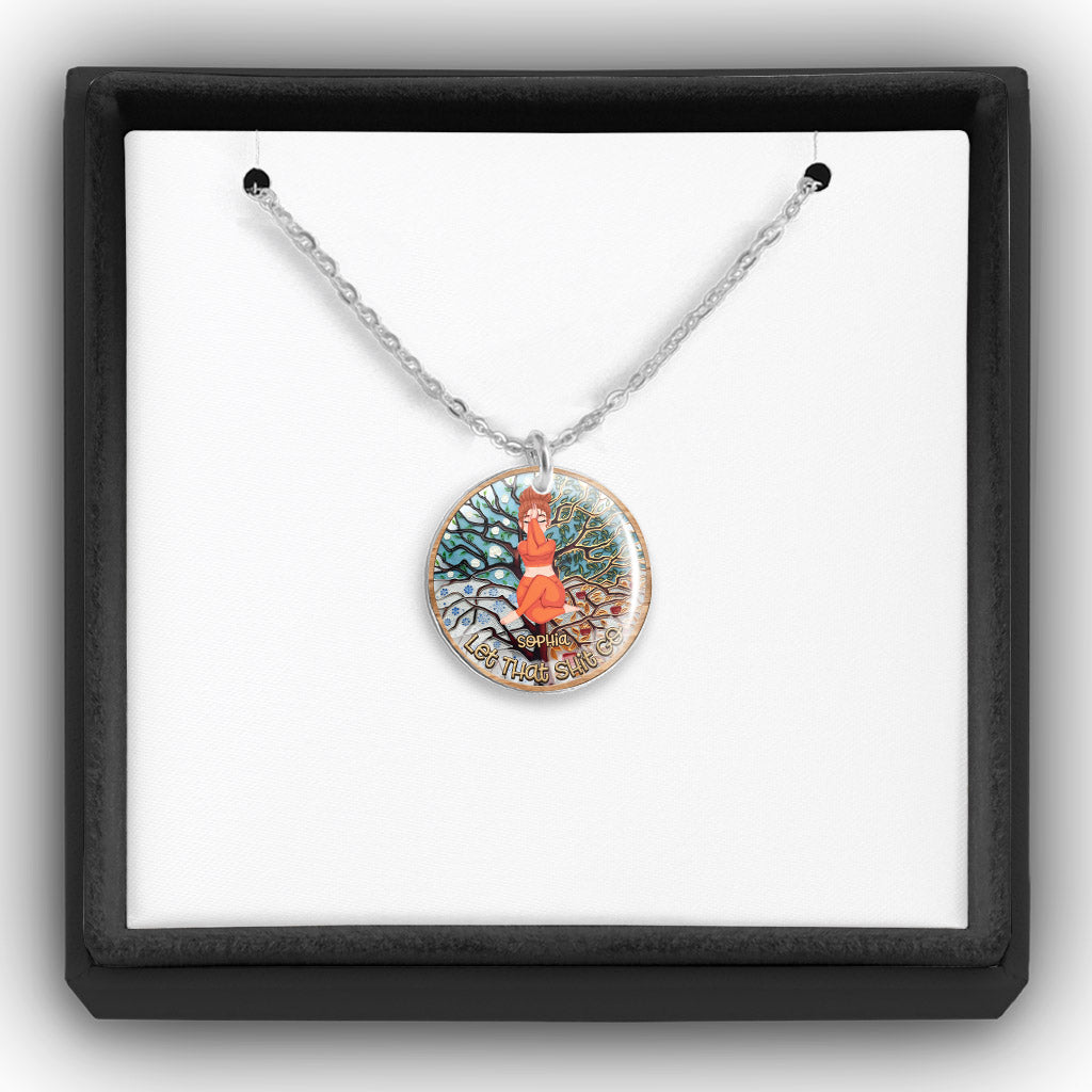 Lâchez prise - Collier pendentif rond de yoga personnalisé