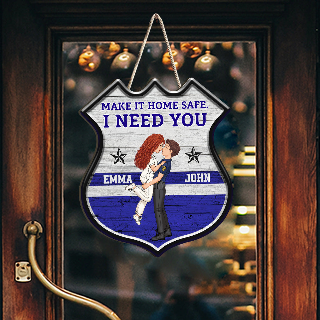 Make It Home Safe - Personalized Couple Custom Shaped Wood Sign