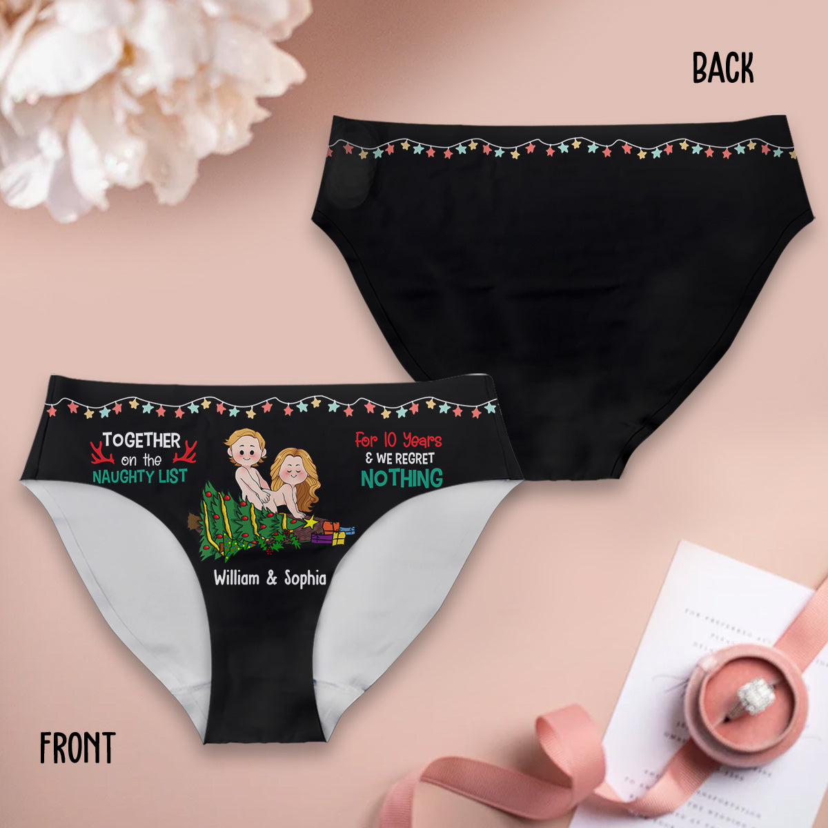 Together On The Naughty List - Personalized Couple Women Briefs & Men Boxer Briefs