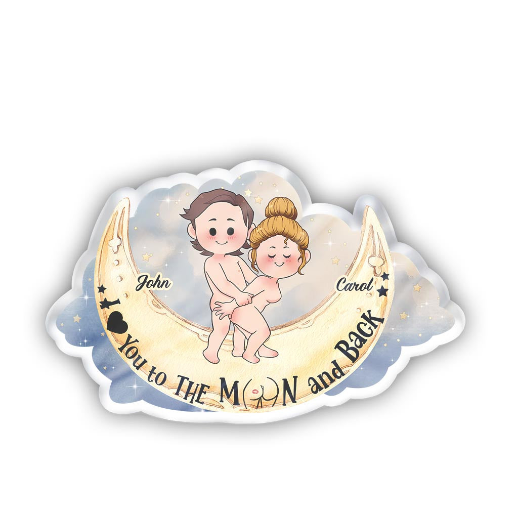 Love You To The Moon And Back - Personalized Couple Shaped Pillow