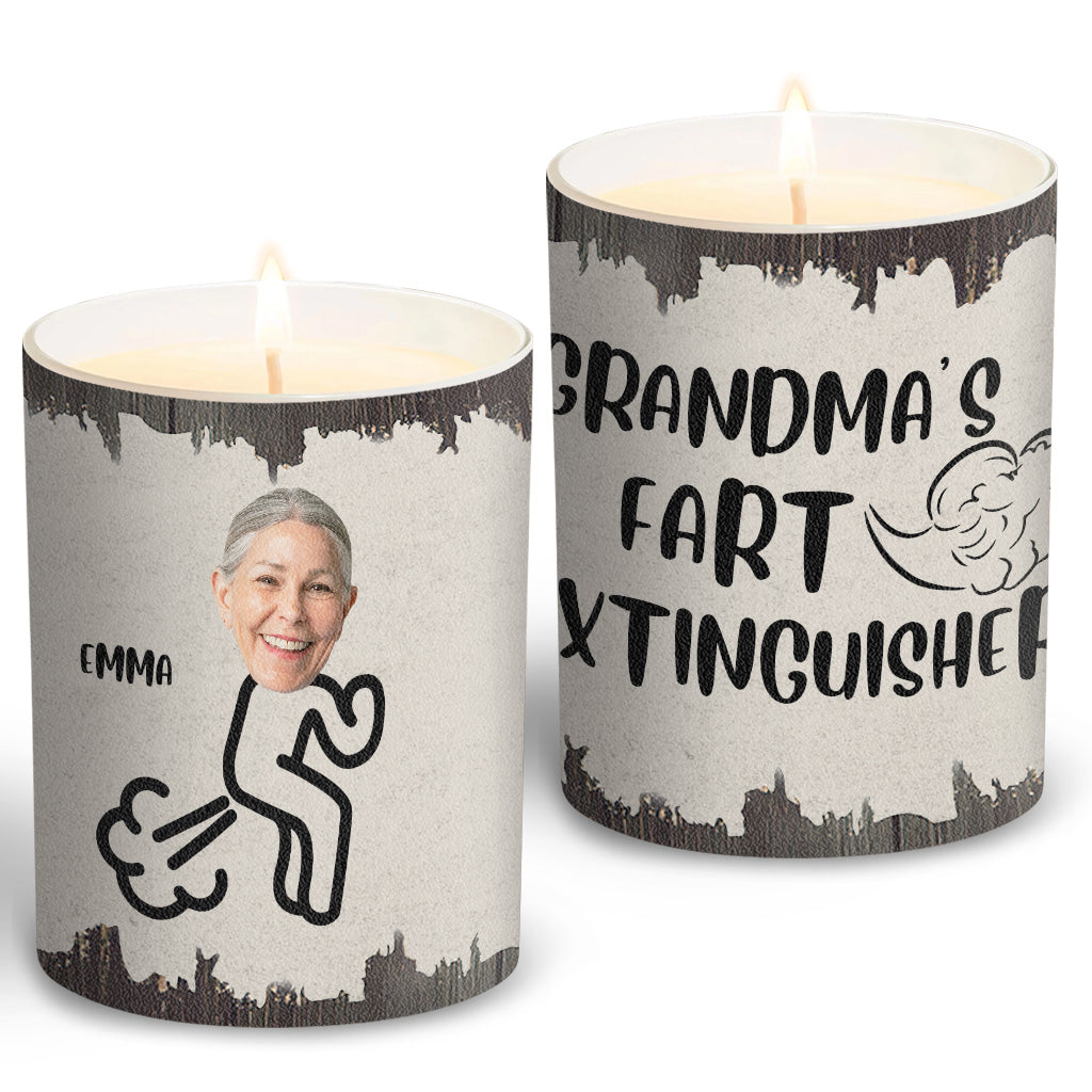Fart Extinguisher - Gift for dad, grandma, grandpa, mom, uncle, aunt, son, daughter, brother, sister, granddaughter, grandson, husband, wife, boyfriend, girlfriend, friend - Personalized Candle With Wooden Lid