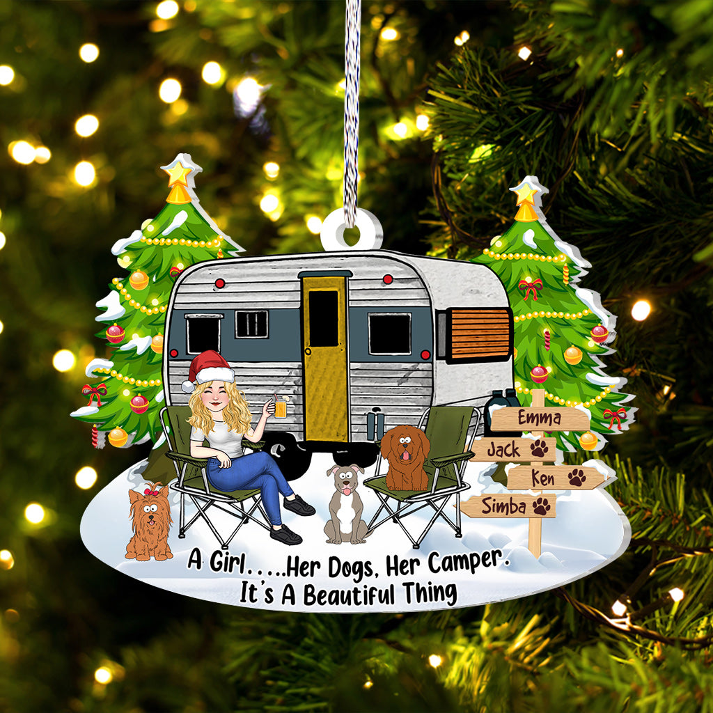 A Girl And Her Dog - Camping gift for dog lover - Personalized Ornament
