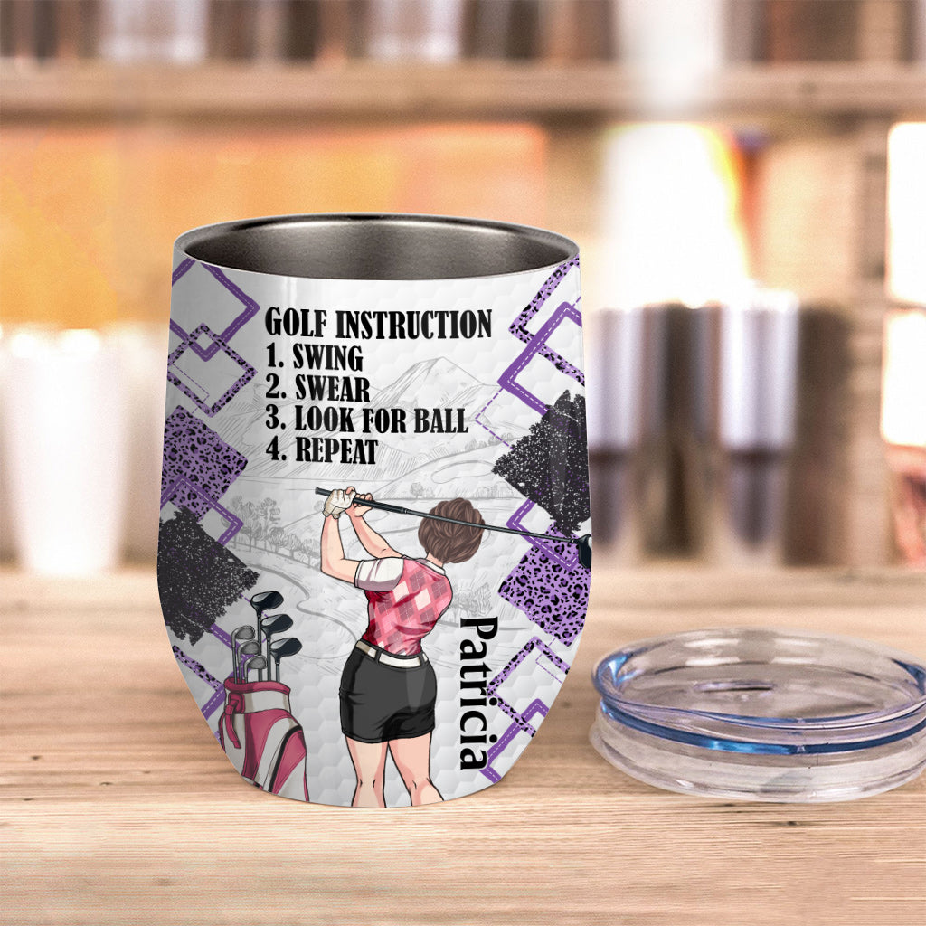 Just A Girl - Golf gift for her, wife, mom, grandma, girlfriend - Personalized Wine Tumbler