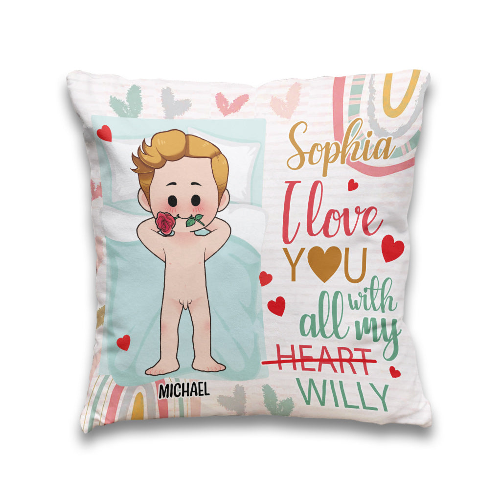 I Love You With All My Willy - Personalized Couple Throw Pillow