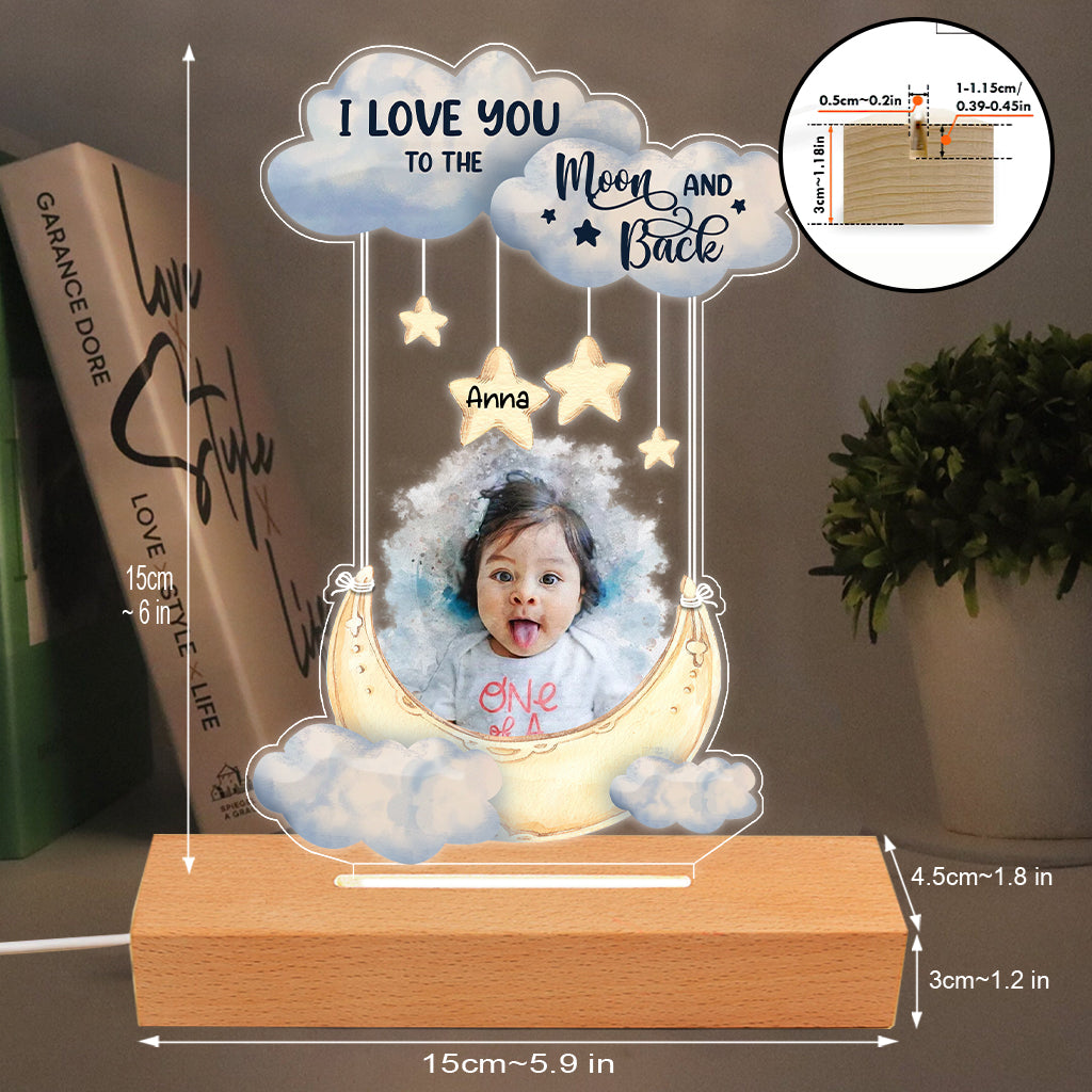 I Love You To The Moon And Back - Personalized Family Shaped Plaque Light Base