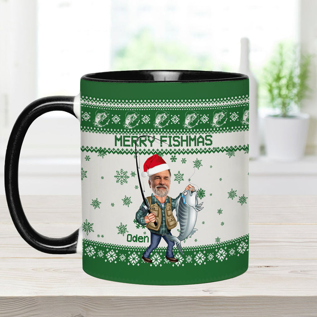 Merry Fishmas - Personalized Fishing Accent Mug