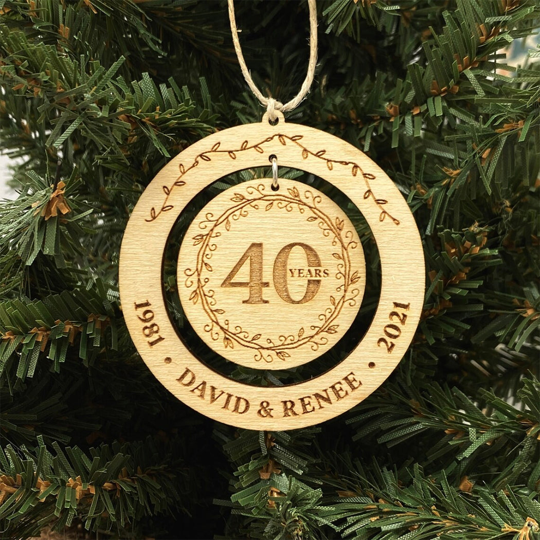 Happy Anniversary - gift for girlfriend, boyfriend - Personalized 2 Piece Wooden Ornament