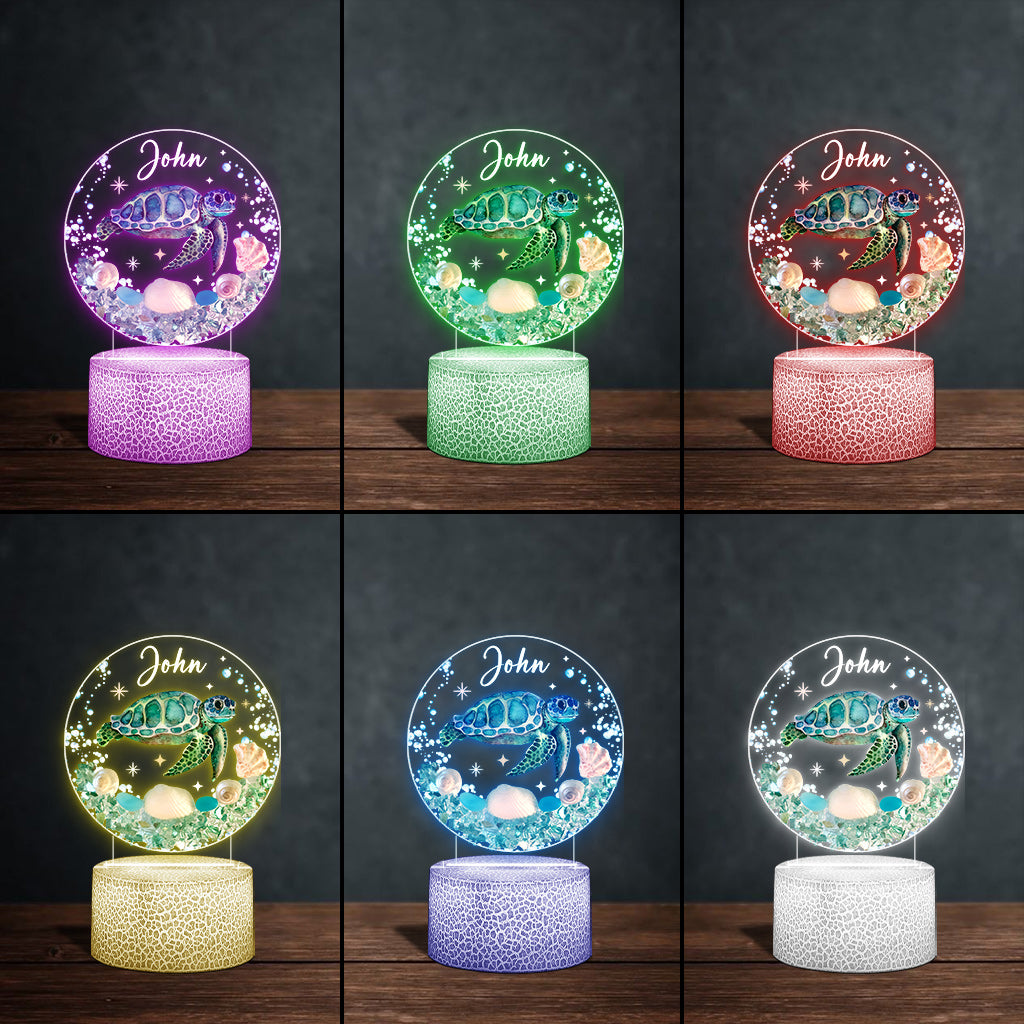 Love Turtle - Personalized Turtle Shaped Plaque Light Base