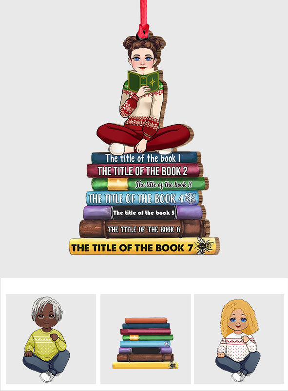 Pile de livres avec titres personnalisés - Ornement de livre personnalisé