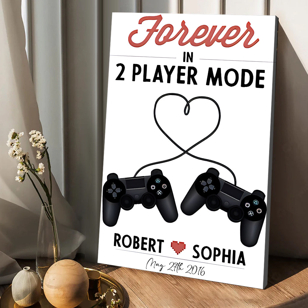 2 Player Mode - Personalized Video Game Canvas And Poster