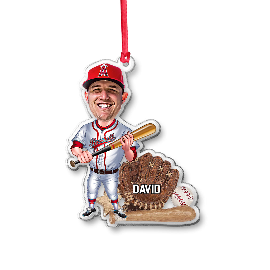 Joueur de baseball - Ornement transparent personnalisé sur le thème du baseball