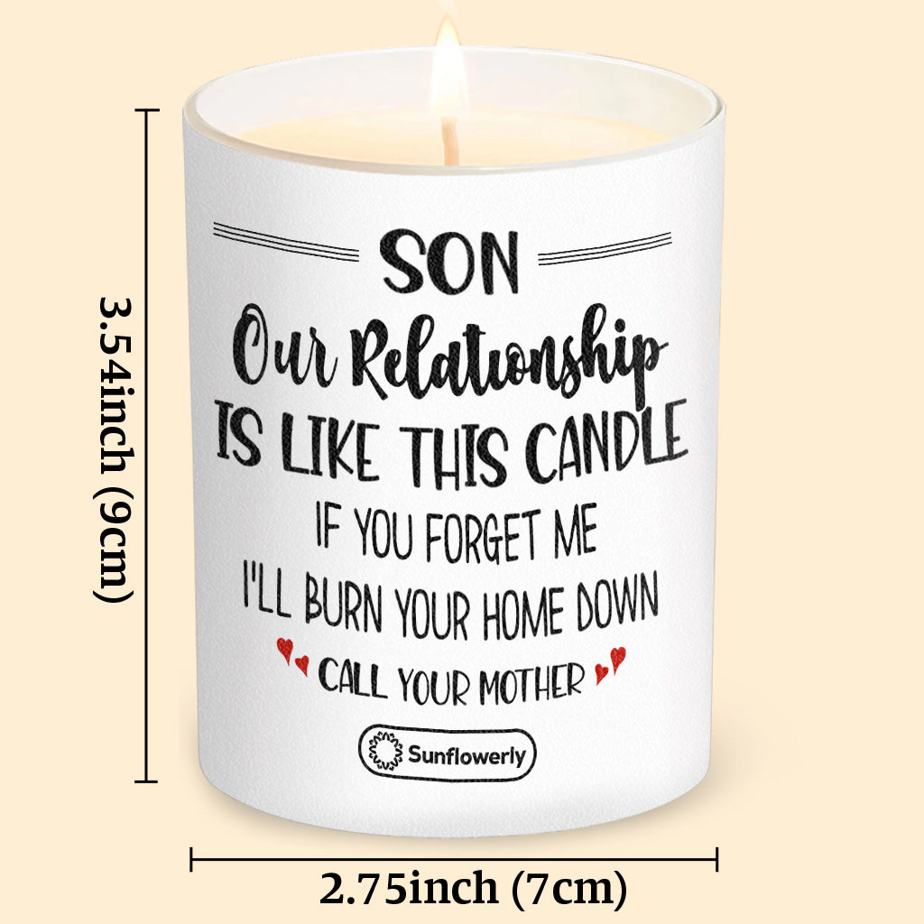Our Relationship Is Like This - Personalized Son Candle With Wooden Lid