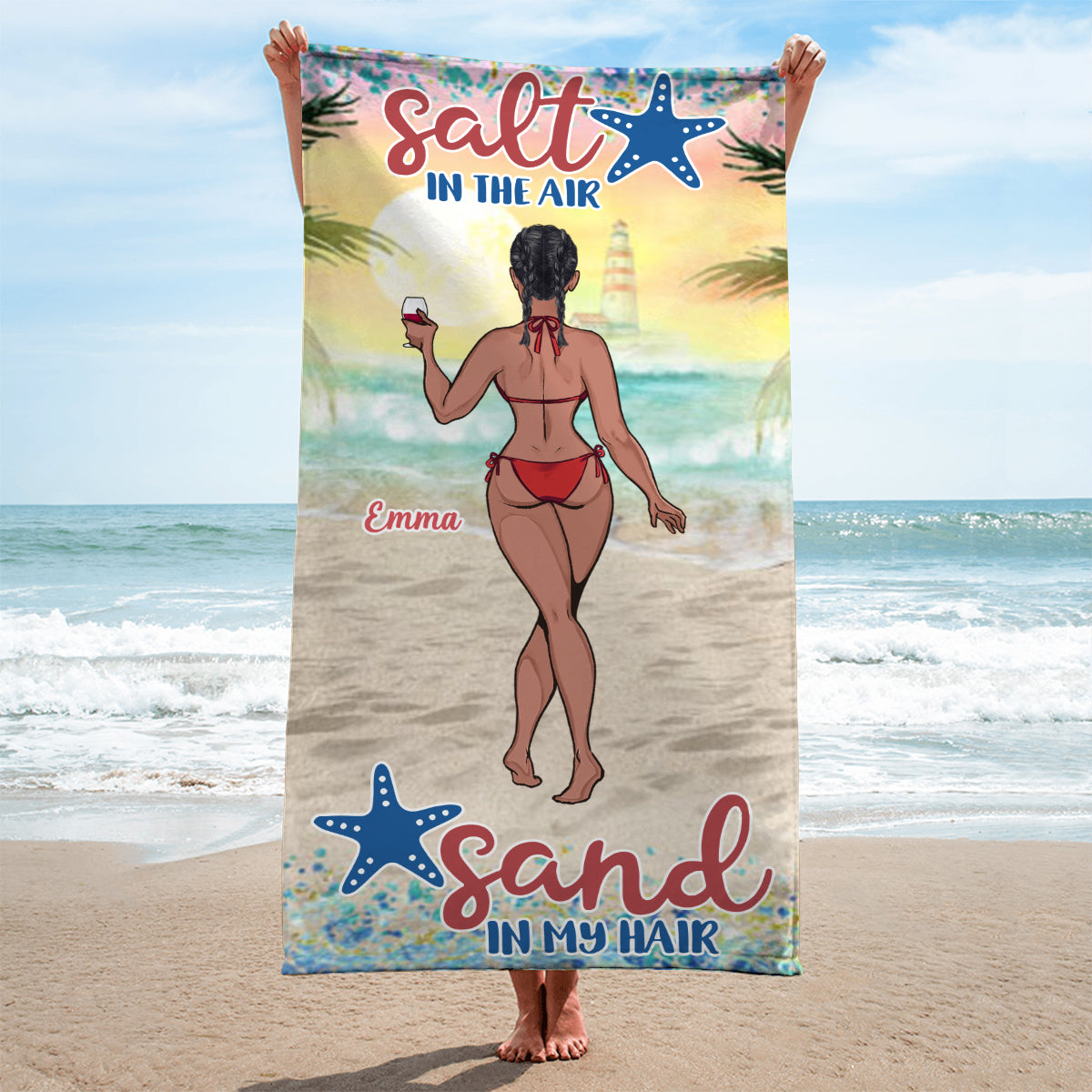 Sandy Toes Sun Kissed Nose - Sea Lover gift for friend, sister, girlfriend, wife, mom - Personalized Beach Towel