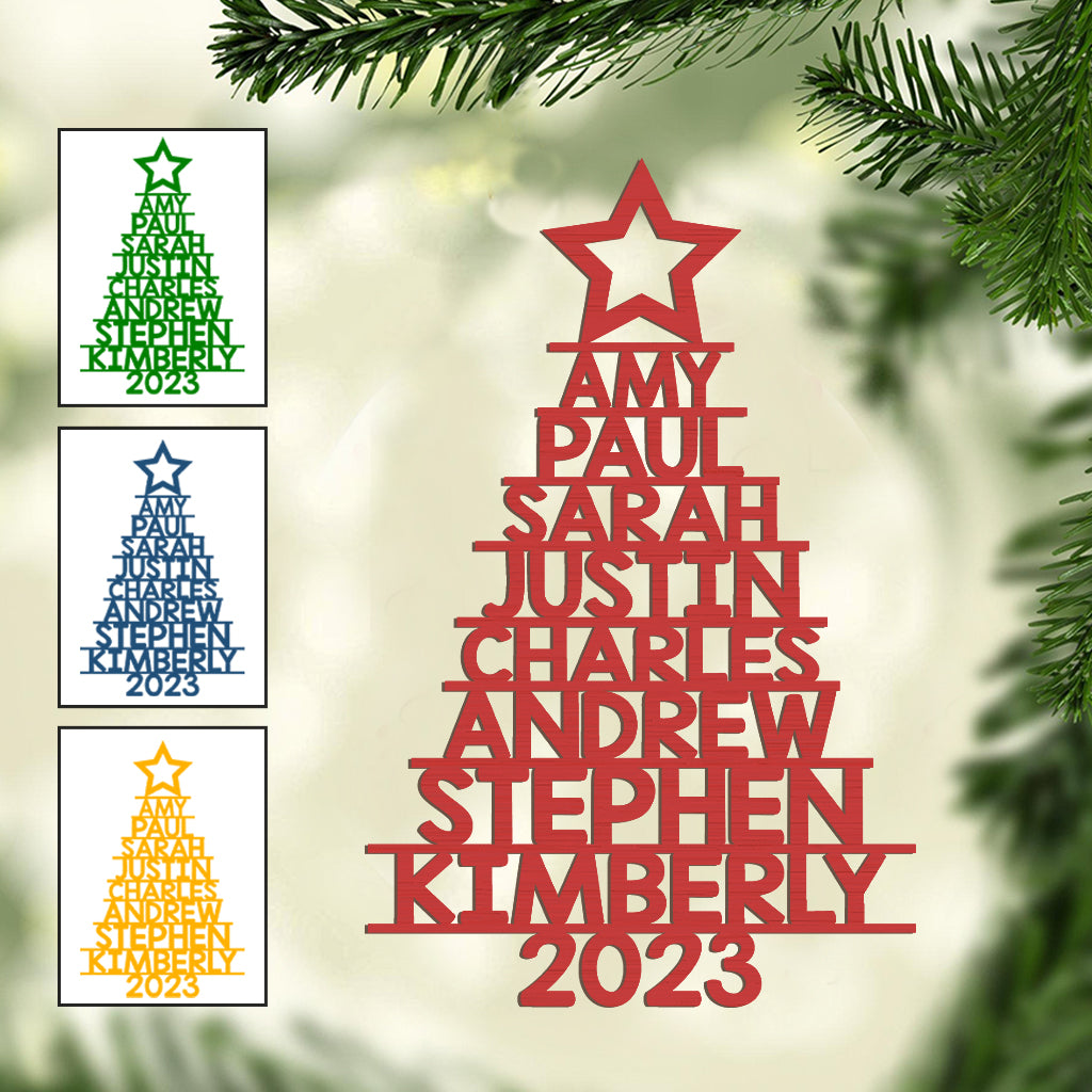 Custom Name Christmas Tree - Personalized Family Ornament
