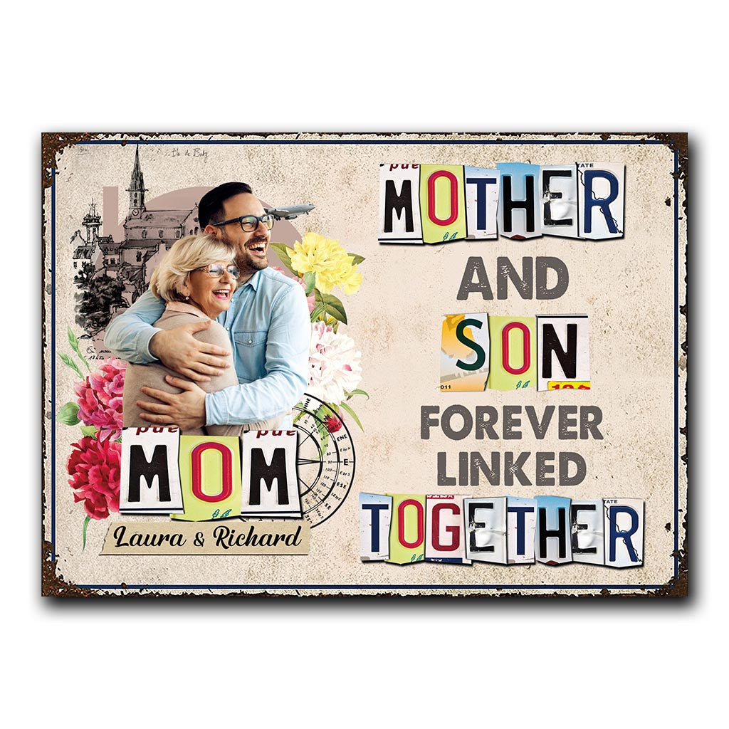Forever Linked Together - Gift for mom, daughter, son - Personalized Rectangle Metal Sign