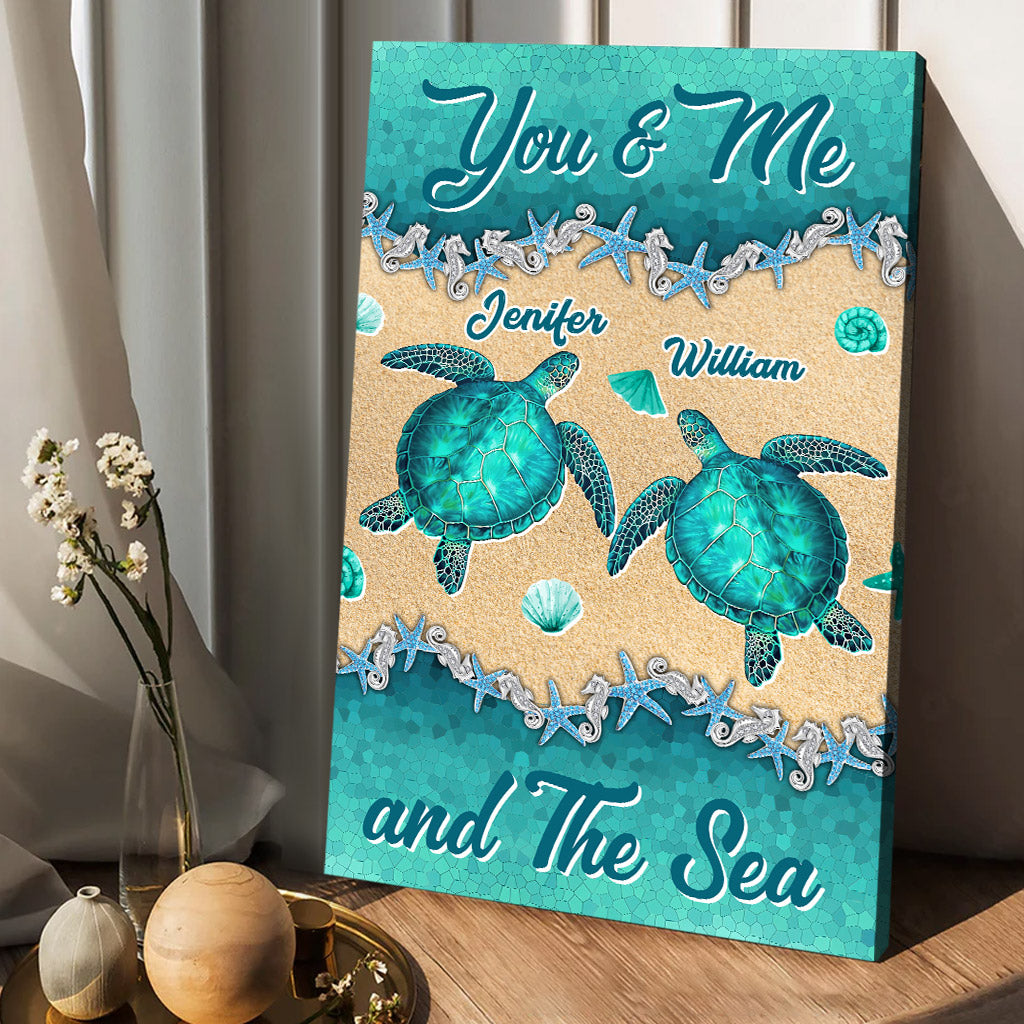 Salty Lil' Beach - Personalized Turtle Canvas And Poster