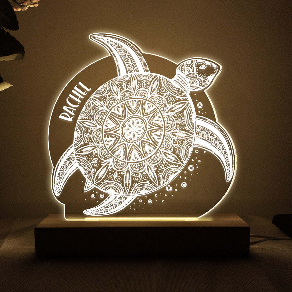 Love Turtle - Personalized Turtle Shaped Plaque Light Base