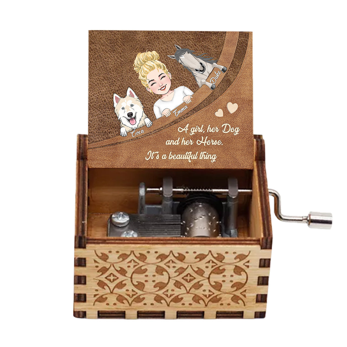 Quelle belle chose ! - Cadeau pour amoureux des chiens et des chats - Boîte à musique à manivelle personnalisée