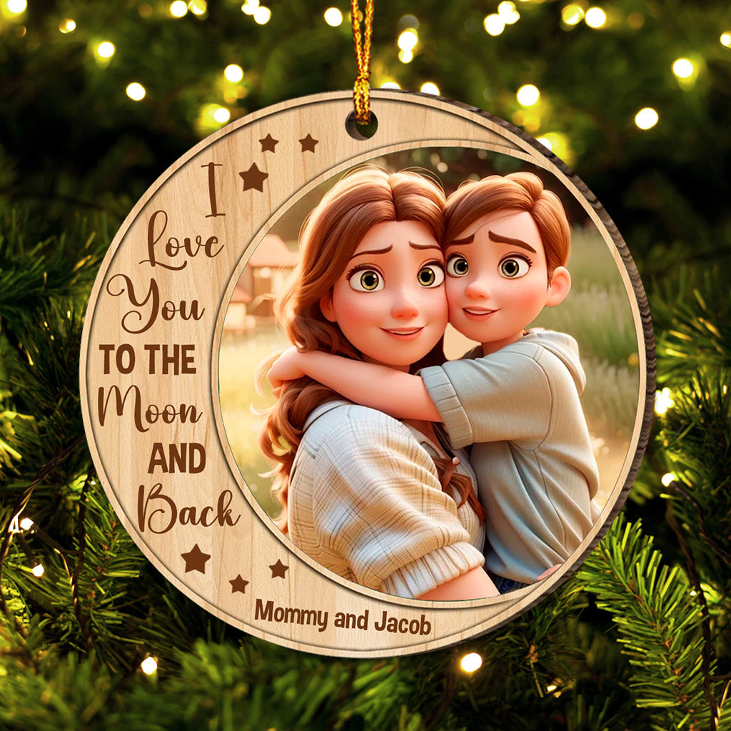I Love You To The Moon And Back - Gift for mom - Personalized Ornament