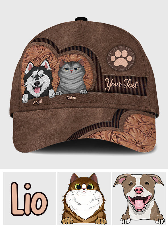 Personalisierte Kappe mit Hunde- und Katzenmotiv – Geschenk für Hunde- und Katzenliebhaber – Klassische, personalisierte Kappe