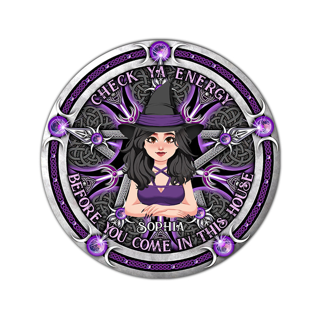 Check Ya Energy - Personalized Witch Round Rug