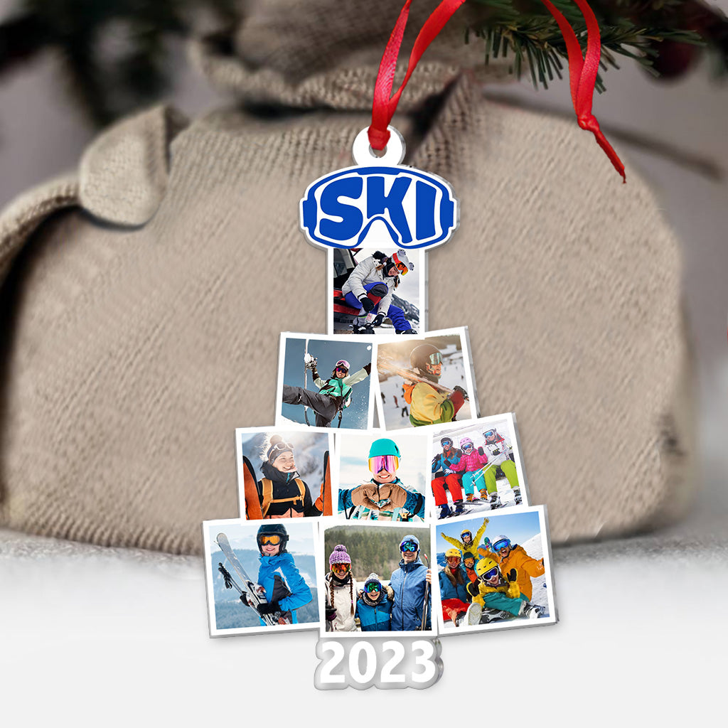 Merry Christmas - Personalized Skiing Transparent Ornament