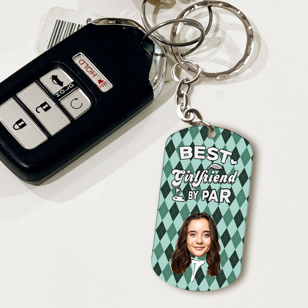 Best Dad By Par - Golf gift for dad, him, boyfriend, husband, grandpa - Personalized Stainless Steel Keychain