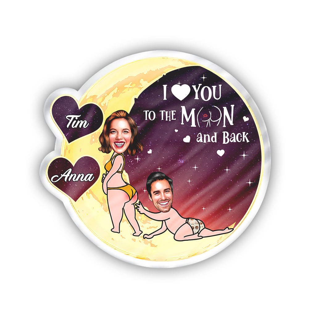 I Love You To The Moon - Personalized Couple Shaped Pillow