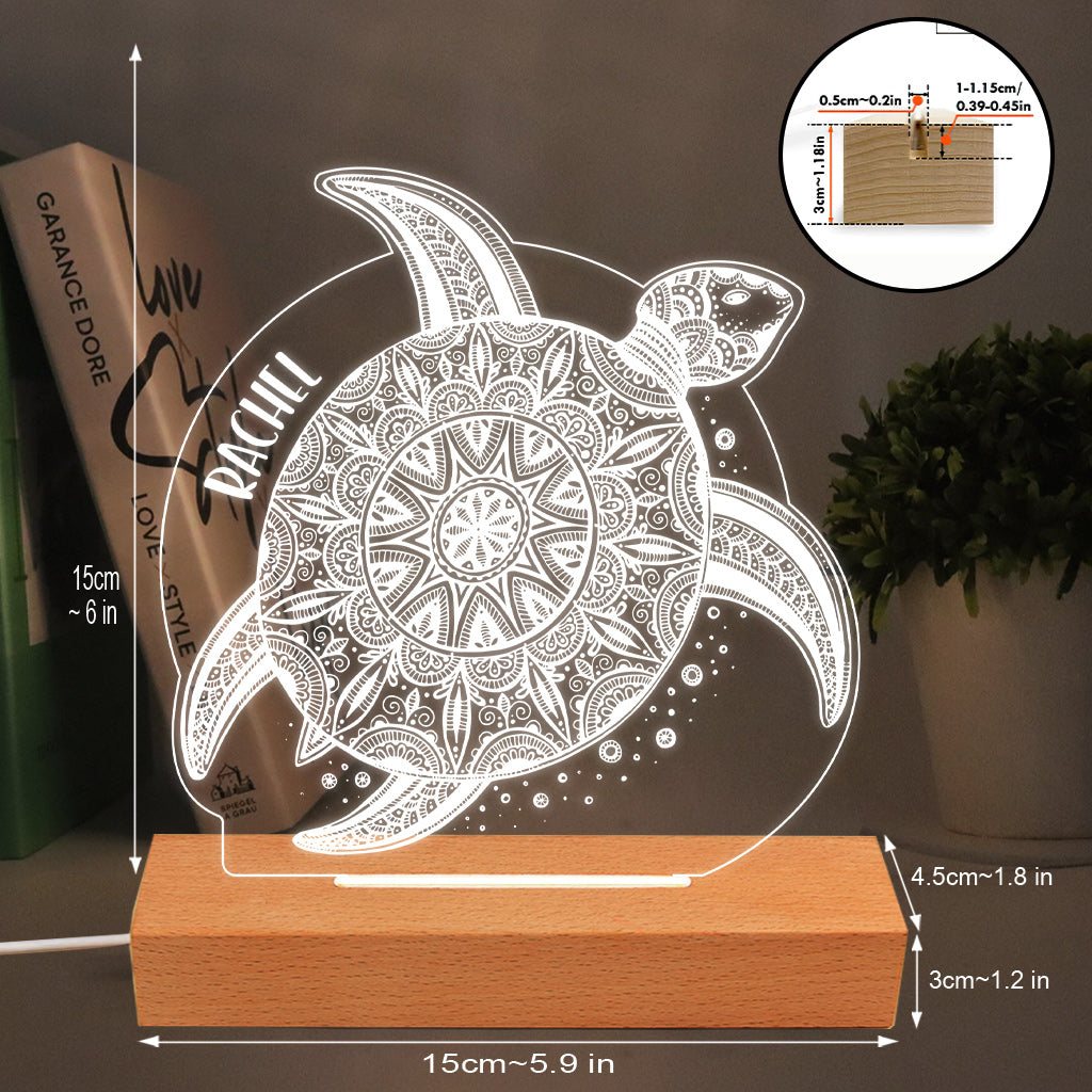 Love Turtle - Personalized Turtle Shaped Plaque Light Base